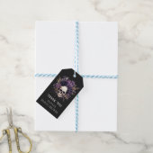 Gothic Dark Floral Skull Vrijgezellenfeest Favor Cadeaulabel (Met Touw)