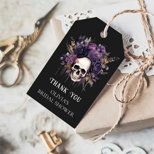 Gothic Dark Floral Skull Vrijgezellenfeest Favor Cadeaulabel