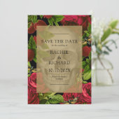 Gothic Dark Floral Wedding Flat Save the Date Kaar (Staand voorkant)