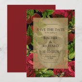 Gothic Dark Floral Wedding Flat Save the Date Kaar (Voorkant / Achterkant)