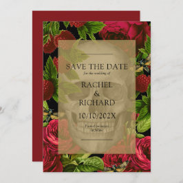 Gothic Dark Floral Wedding Flat Save the Date Kaar
