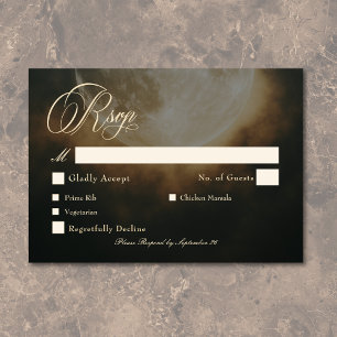 Gothic Dark Full Moon Arch Wedding RSVP Kaartje