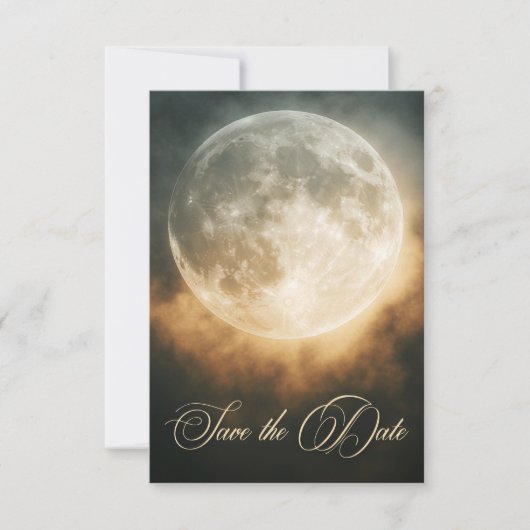 Gothic Dark Full Moon Arch Wedding Save The Date (Voorkant)
