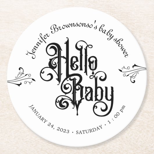 Gothic Dark Hello Baby Ronde Kartonnen Onderzetter (Voorkant)