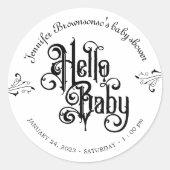 Gothic Dark Hello Baby Shower Ronde Sticker (Voorkant)