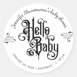Gothic Dark Hello Baby Shower Ronde Sticker