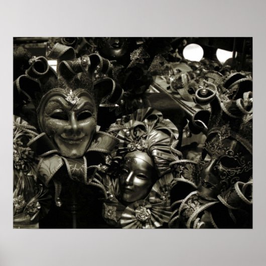 Gothic Dark Masquerade maskers Black Poster (Voorkant)