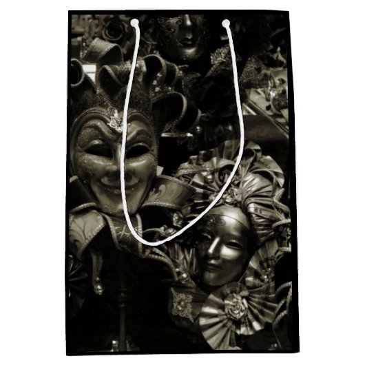 Gothic Dark Masquerade Maskers Zwart en Wit Medium Cadeauzakje (Voorkant)