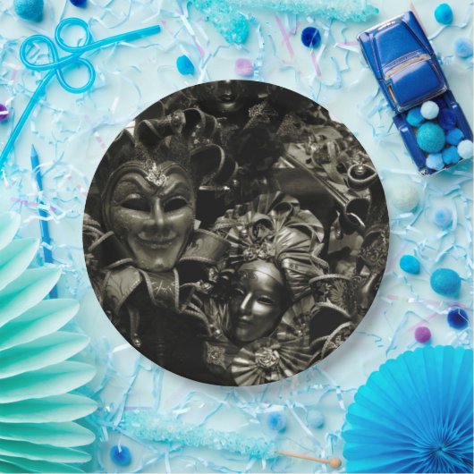 Gothic Dark Masquerade Maskers Zwart en Wit Papieren Bordje (Feest)