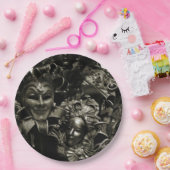 Gothic Dark Masquerade Maskers Zwart en Wit Papieren Bordje (Feest)