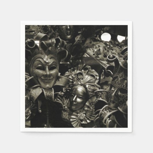 Gothic Dark Masquerade Maskers Zwart en Wit Servet (Voorkant)