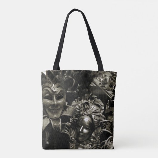 Gothic Dark Masquerade Masks Black and White Tote Bag (Achterkant)