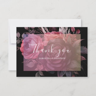Gothic Dark Moody Bloemen Roos Bruiloft Bedankkaart