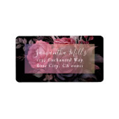 Gothic Dark Moody Bloemen Roos Bruiloft Etiket (Voorkant)