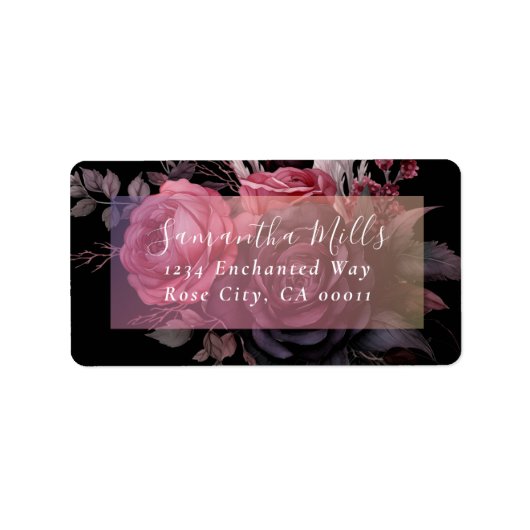Gothic Dark Moody Bloemen Roos Bruiloft Etiket (Voorkant)