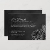Gothic Dark Moody Monochrome Roos Wedding Informatiekaartje (Voorkant / Achterkant)
