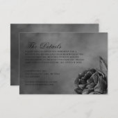 Gothic Dark Moody Monochrome Roos Wedding Informatiekaartje (Voorkant / Achterkant)