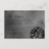 Gothic Dark Moody Monochrome Roos Wedding Informatiekaartje (Voorkant)