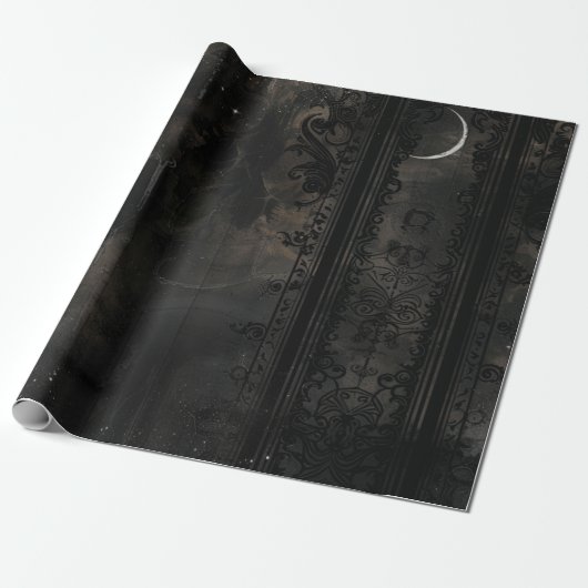 Gothic Dark Night Magic Gift Cadeaupapier (Uitgerold)