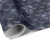 gothic dark occult gothic moths and bloemen cadeaupapier (Rol Hoek)