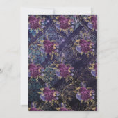 Gothic  Dark Paars Floral Gold Wedding Kaart (Achterkant)