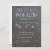 Gothic Dark  Pink Dia de los Muertos Party Kaart (Voorkant)