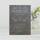 Gothic Dark  Pink Dia de los Muertos Party Kaart (Staand voorkant)