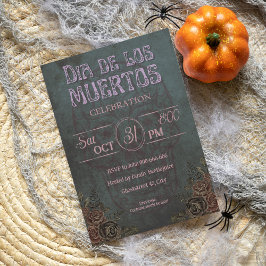 Gothic Dark Pink Dia de los Muertos Party Kaart