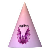 Gothic Dark Pink Flying Spooky Birthday Bat Feesthoedjes (Voorkant)