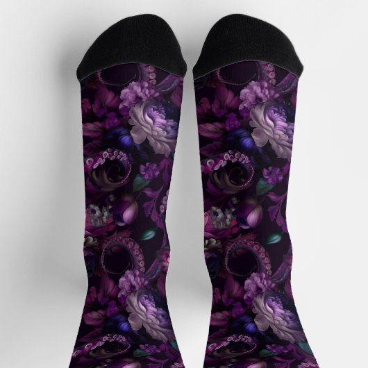 Gothic Dark Pink Tentacle With Flowers Sokken (Top)