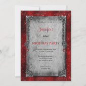 Gothic Dark Red Birthday invitation Kaart (Voorkant)
