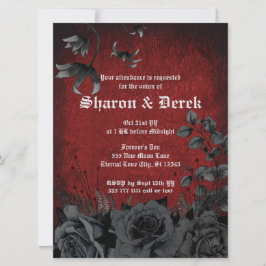 Gothic Dark Red Black Rozen Weddenschap Kaart