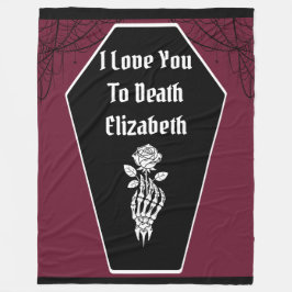 Gothic Dark Romance I Love You to Death Skeleton Fleece Deken