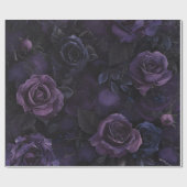 Gothic Dark Romance Paarse Rozen Wrapping Paper Cadeaupapier (Vlak)