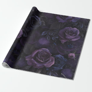 Gothic Dark Romance Paarse Rozen Wrapping Paper Cadeaupapier
