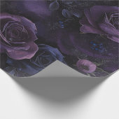 Gothic Dark Romance Paarse Rozen Wrapping Paper Cadeaupapier (Hoek)