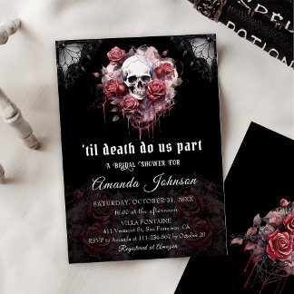 Gothic Dark Roos schedel Halloween Vrijgezellenfee Kaart