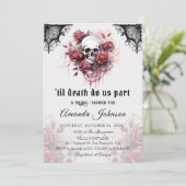 Gothic Dark Roos schedel Halloween Vrijgezellenfee Kaart (Staand voorkant)