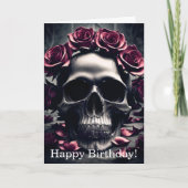 Gothic Dark Roos & Skull Birthday Kaart (Voorkant)