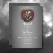 Gothic Dark Skeletons & Roos Hart Bruiloft Kaart