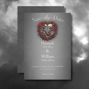 Gothic Dark Skeletons & Roos Hart Bruiloft Save The Date