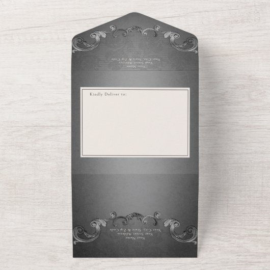 Gothic Dark Skeletons & Roos Heart No Dinner All In One Uitnodiging (Buitenkant)