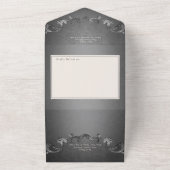 Gothic Dark Skeletons & Roos Heart QR Code All In One Uitnodiging (Buitenkant)