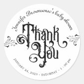 Gothic Dark Thank you Baby Shower Ronde Sticker (Voorkant)