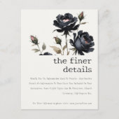 Gothic Dark Waterverf Zwart Roos Trouwdetail Informatiekaartje (Voorkant)