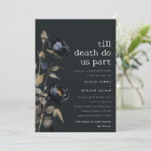 Gothic Dark Waterverf Zwart Roos Verloving Kaart (Staand voorkant)