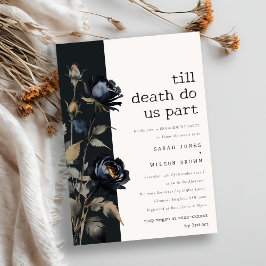 Gothic Dark Waterverf Zwart Roos Verloving Kaart