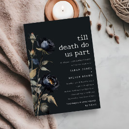 Gothic Dark Waterverf Zwart Roos Verloving Kaart