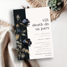 Gothic Dark Waterverf Zwart Roos Vrijgezellenfeest Kaart