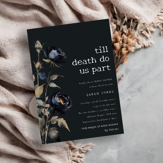 Gothic Dark Waterverf Zwart Roos Vrijgezellenfeest Kaart